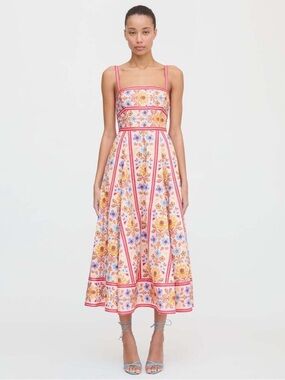 Hill House Margot Dress in Pink Floral Block Stripe Size L